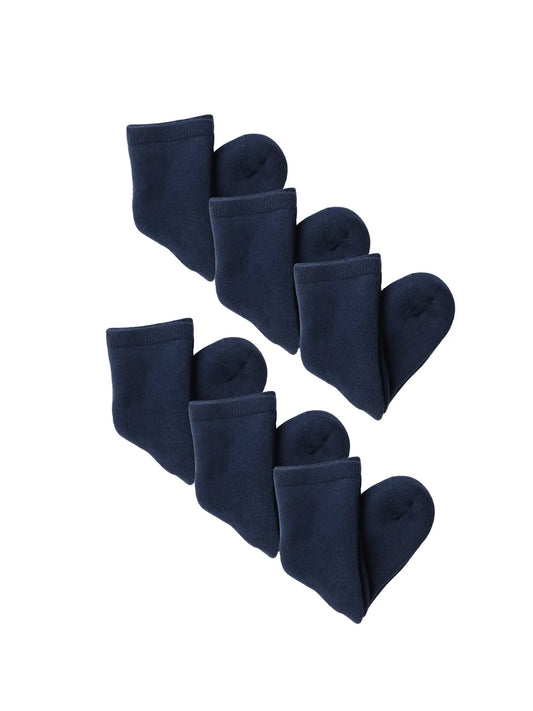 PREORDER: Leela Cotton 98% Organic Cotton Kids Crew Socks, 6-Pack | Solid Navy