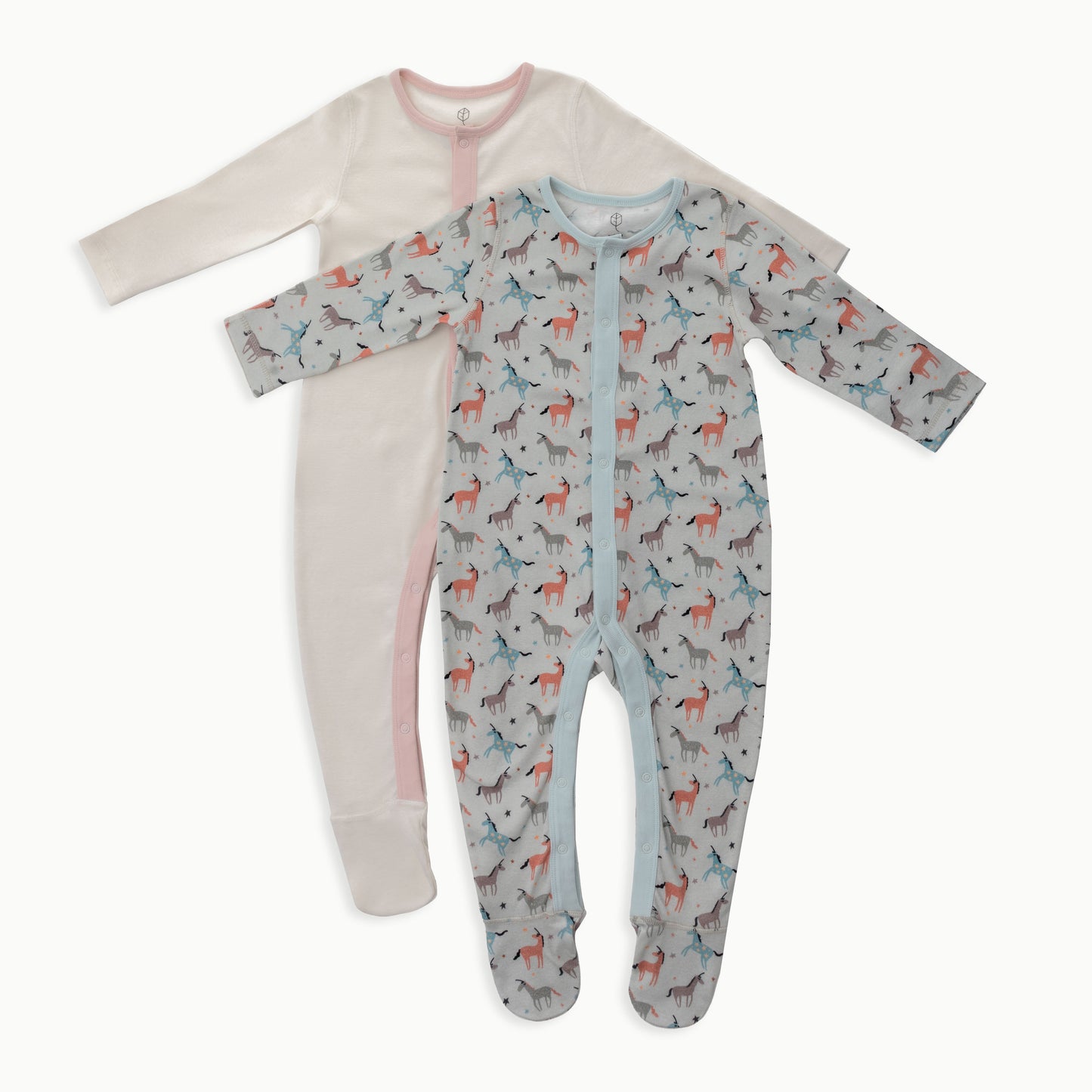 Organic Cotton Baby Sleeper, 2-Pack | Unicorn + Solid Cream