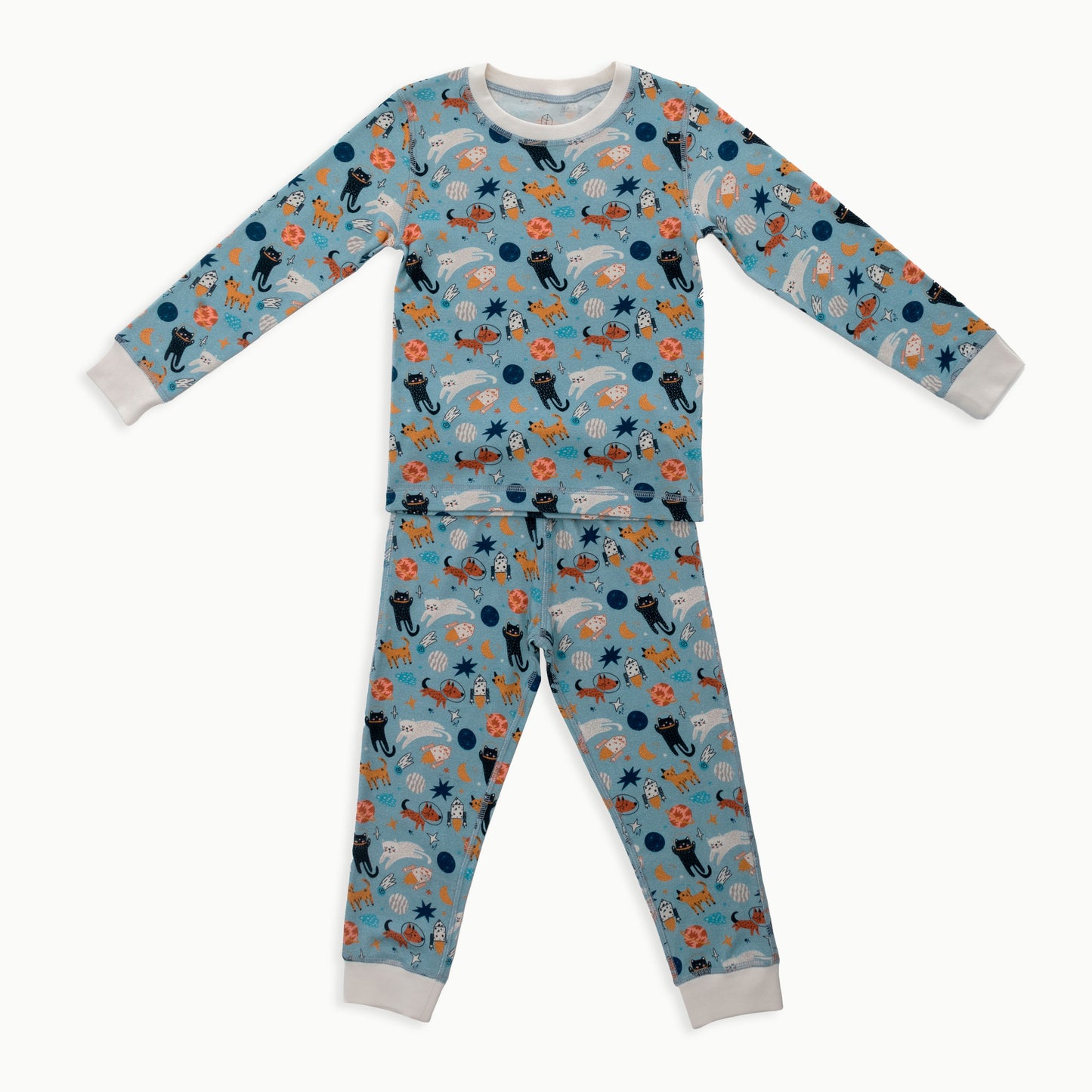 Organic Cotton Long-Sleeve Pajamas | Space Cats