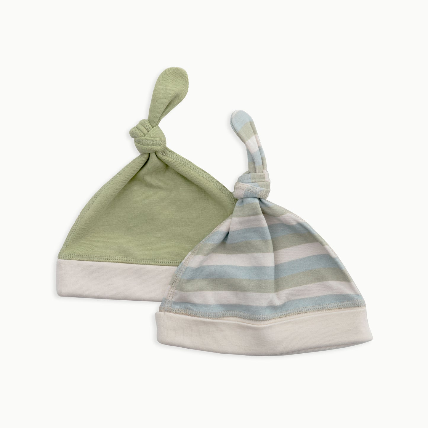 Organic Cotton Baby Knotted Hat | Striped + Solid Green