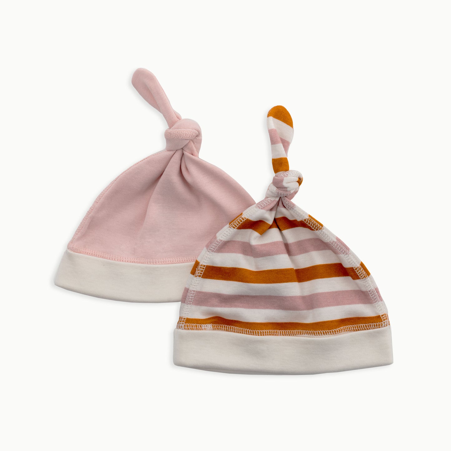 Baby Knotted Hat | Striped + Solid Pink