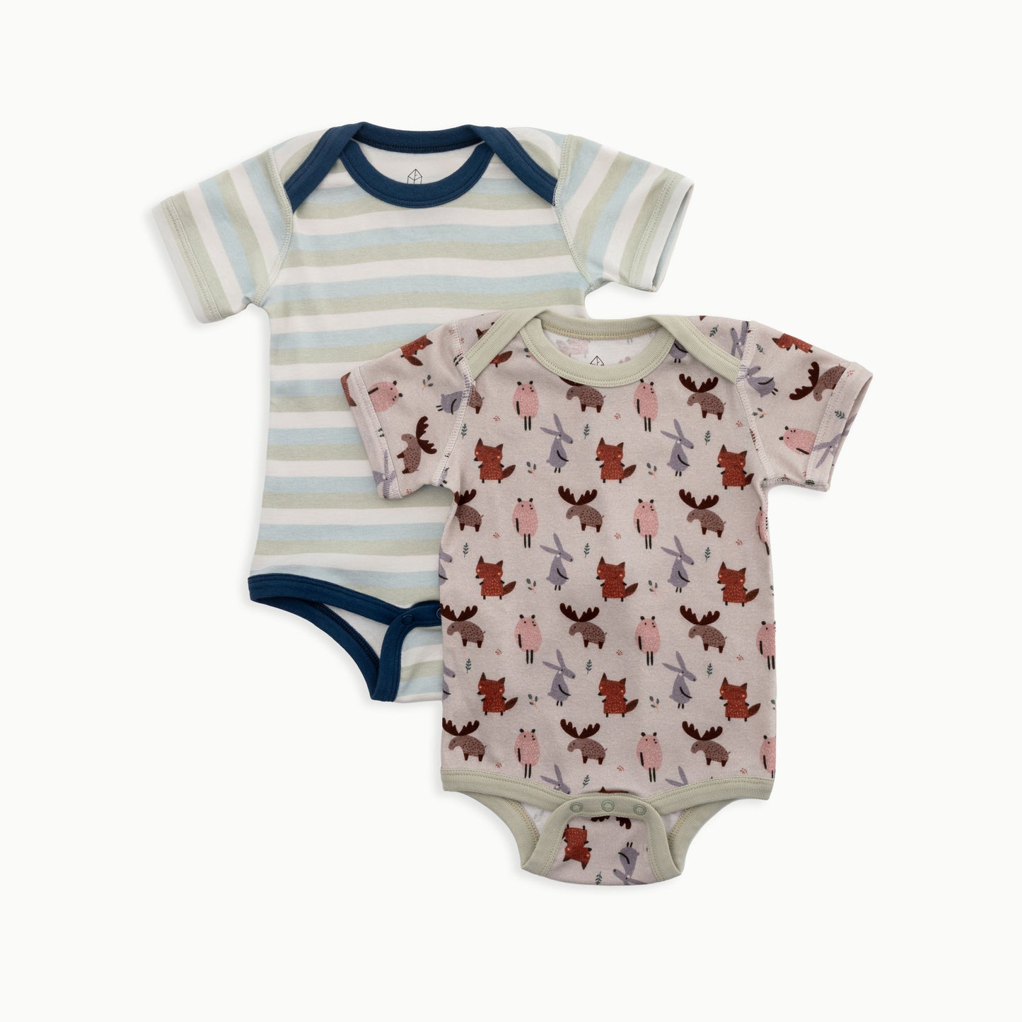 Baby Short Sleeve Bodysuit, 2-Pack | Woodland + Striped