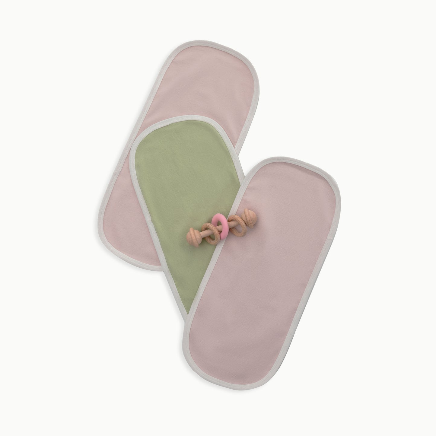 Organic Cotton Baby Burp Cloths, 3-Pack | Pink + Solid Green