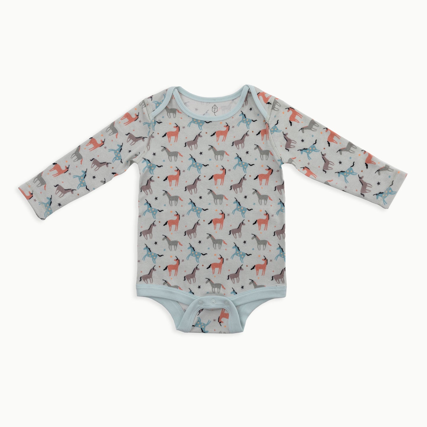 Organic Cotton Baby Long Sleeve Bodysuit, 2-Pack | Unicorns + Solid Cream