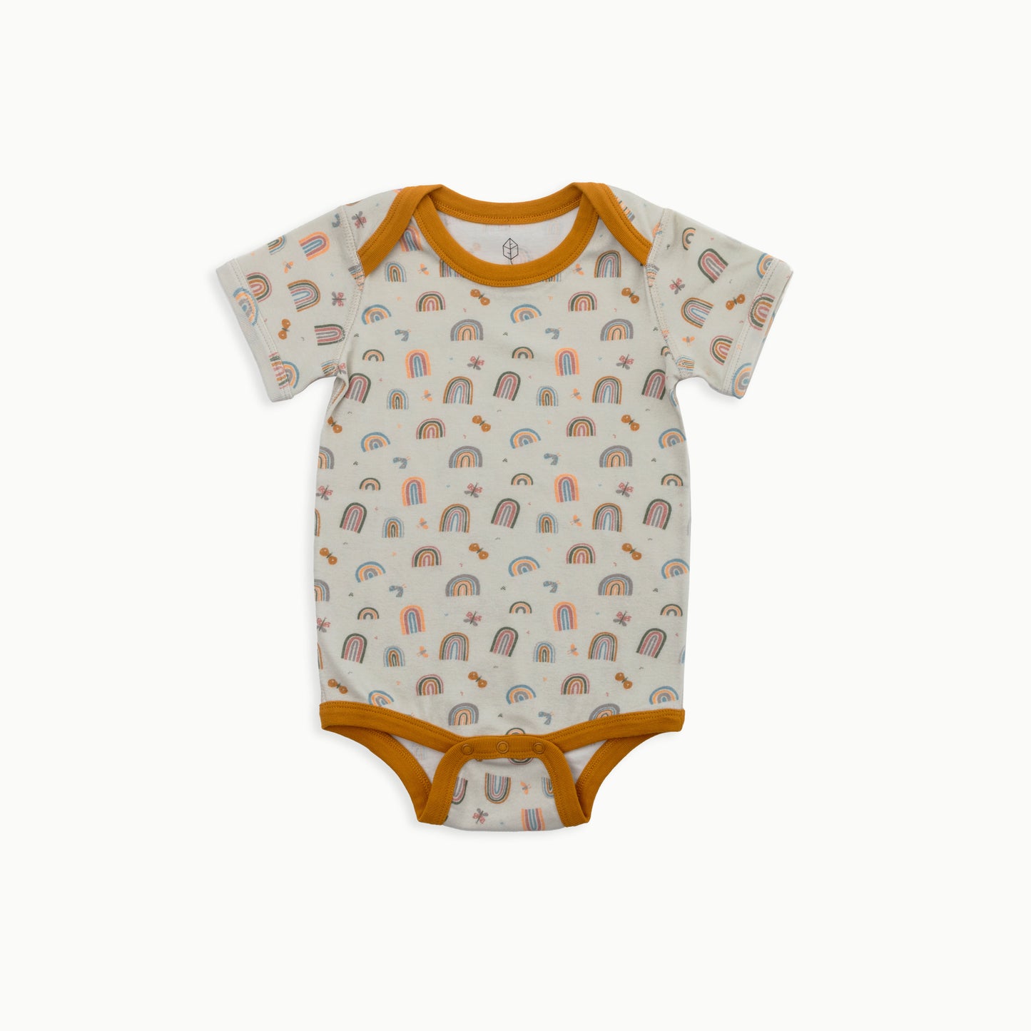 Organic Cotton Baby Short Sleeve Bodysuit, 2-Pack | Rainbows + Striped