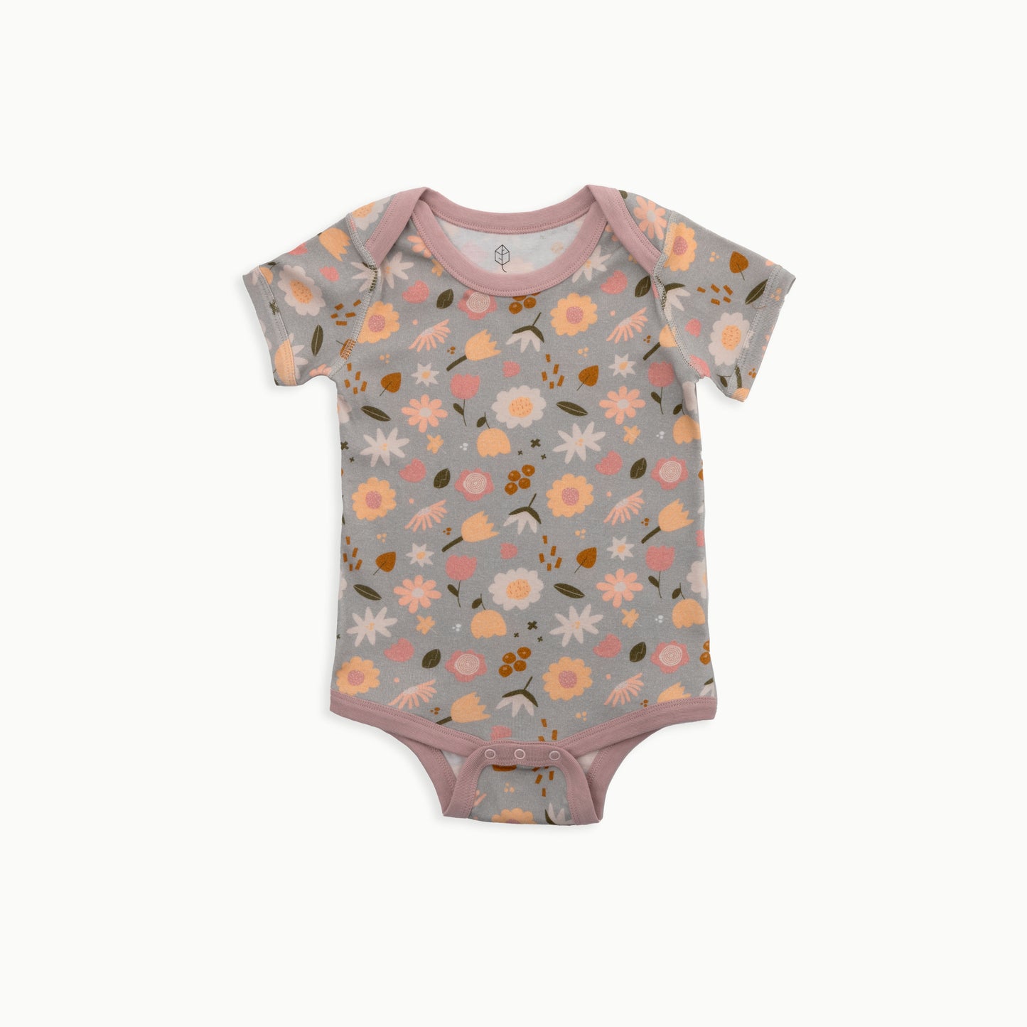 Baby Short Sleeve Bodysuit, 2-Pack | Flowers + Solid Pink