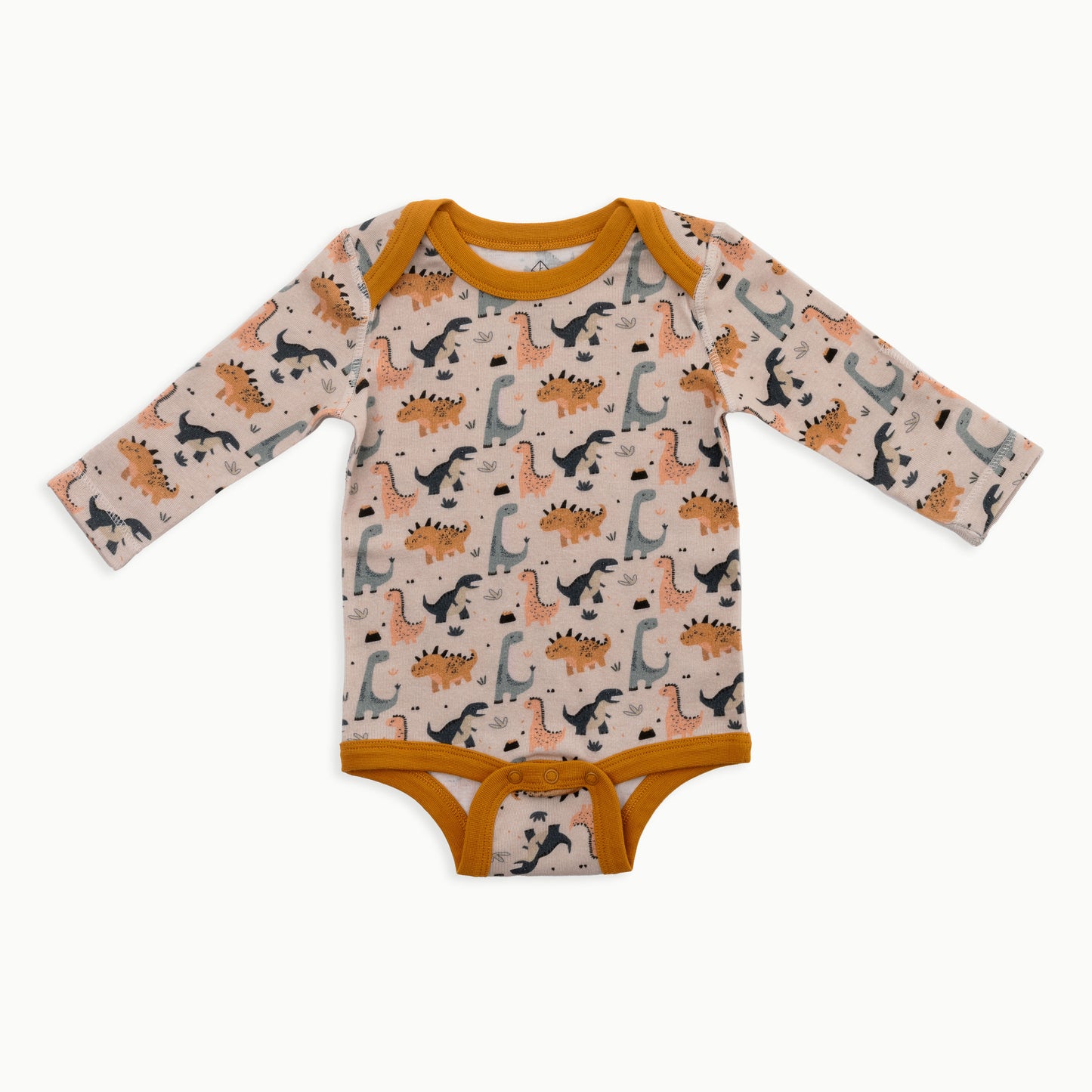 Organic Cotton Baby Long Sleeve Bodysuit, 2-Pack | Dinosaur + Solid Green