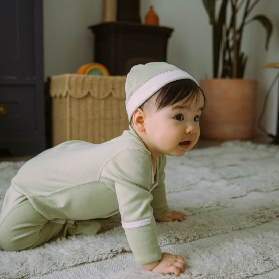 Organic Cotton Baby Knotted Hat | Striped + Solid Green