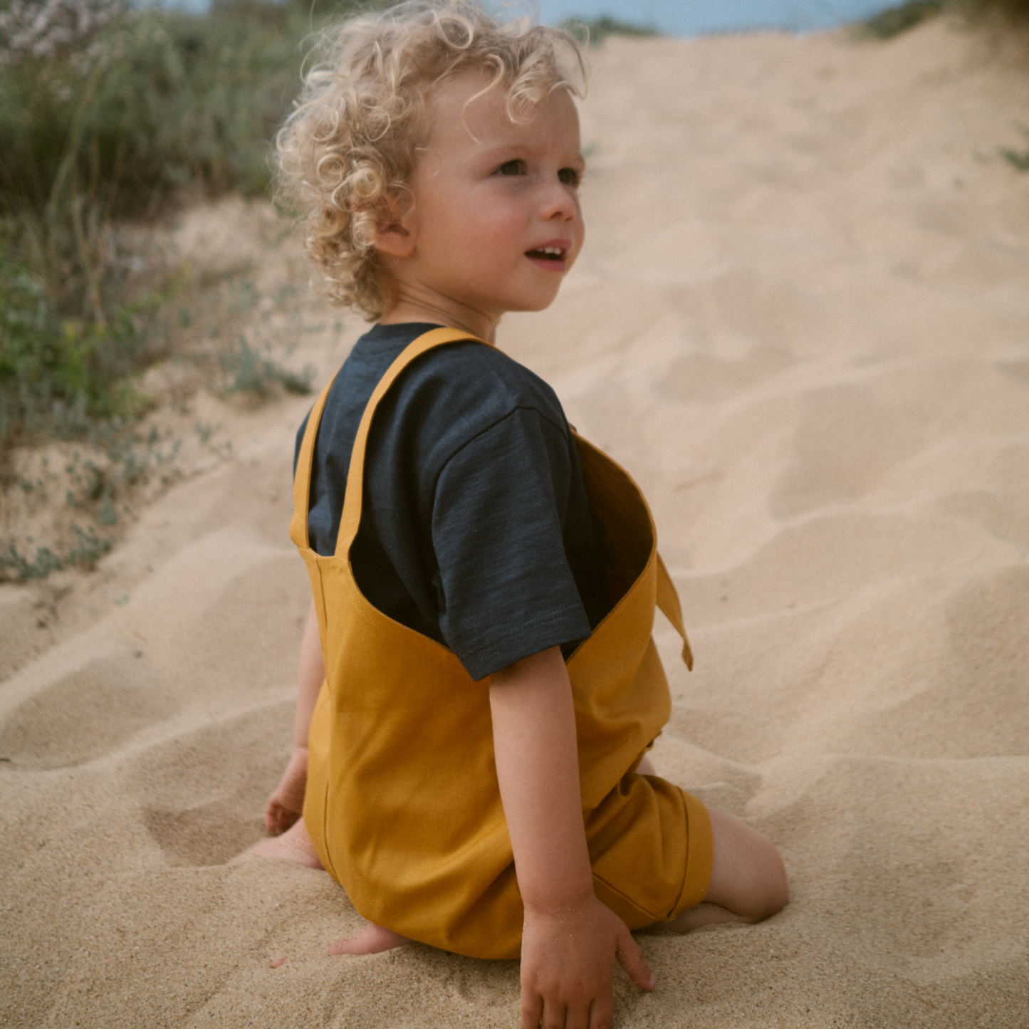 Organic Cotton Ginkgo Romper in Tassel