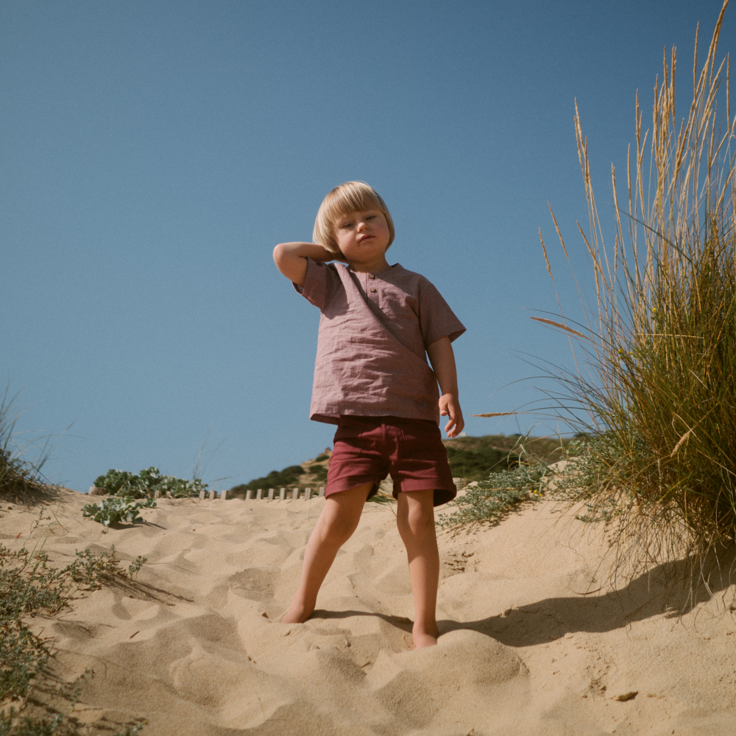 Oak Henley Tee in Canyon Clay