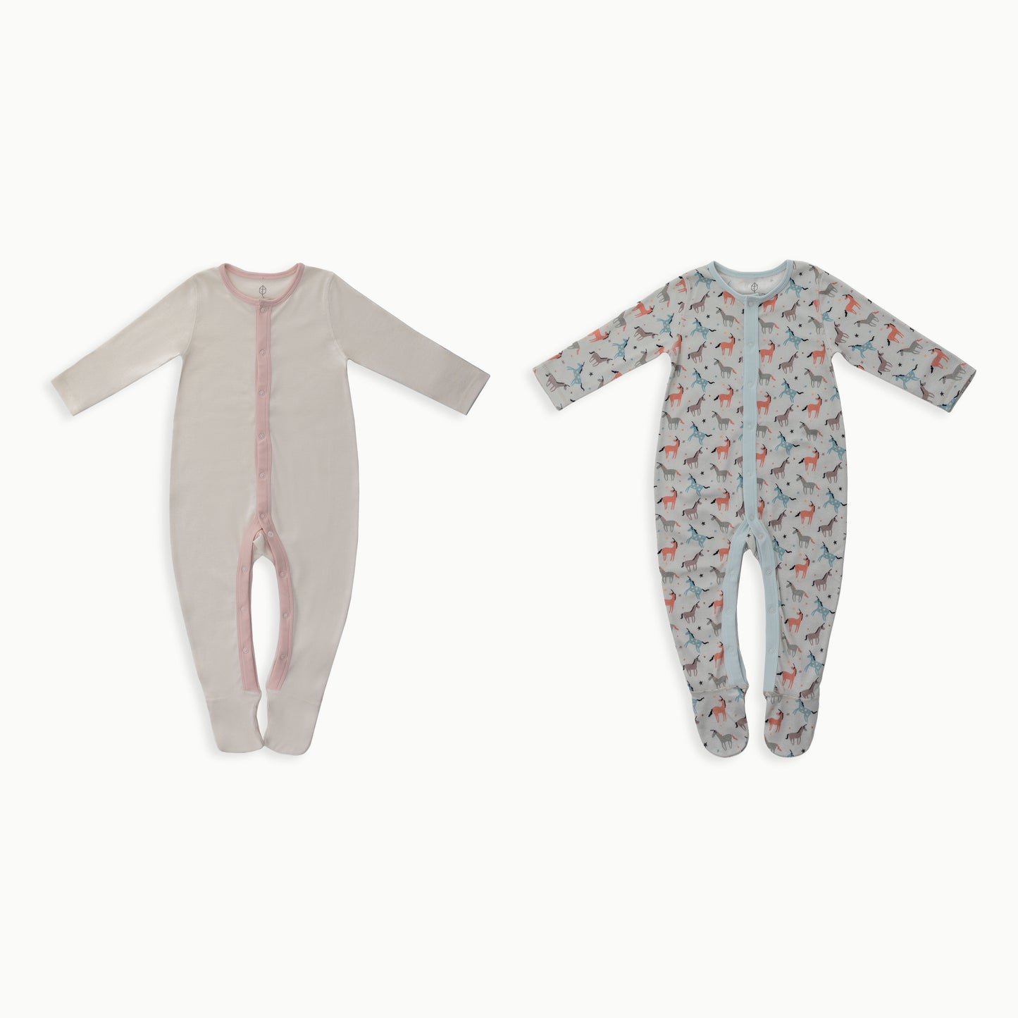 Organic Cotton Baby Sleeper, 2-Pack | Unicorn + Solid Cream
