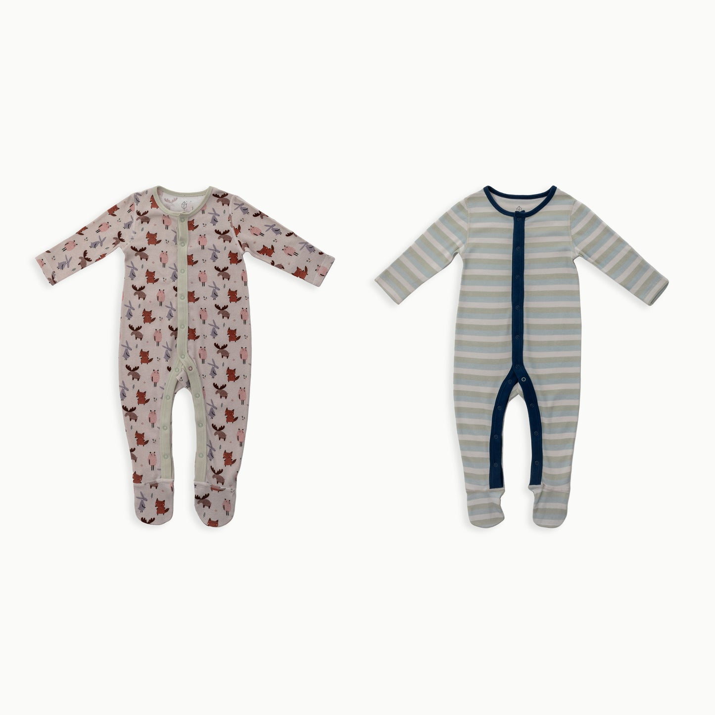 Organic Cotton Baby Sleeper, 2-Pack | Woodland + Striped