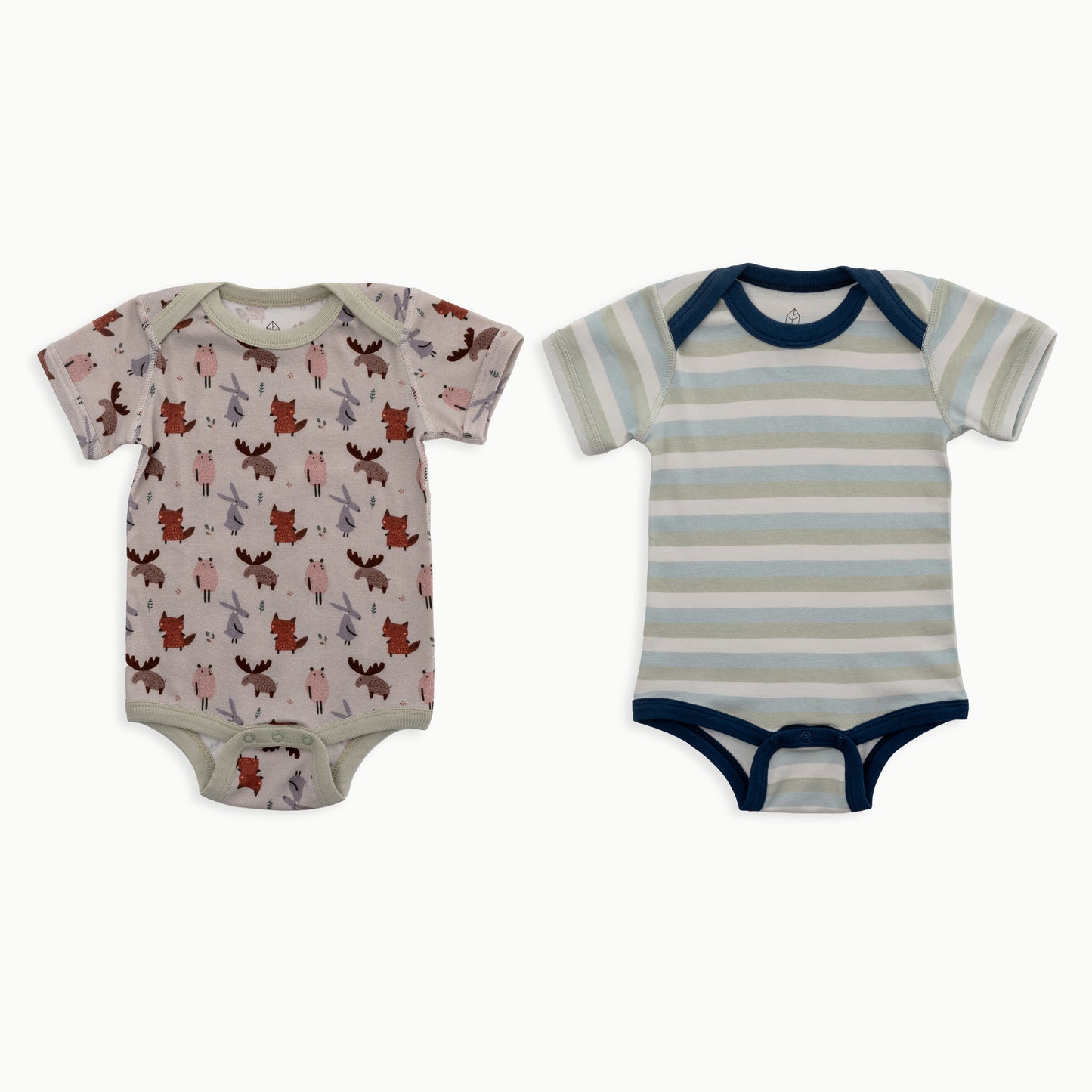 Baby Short Sleeve Bodysuit, 2-Pack | Woodland + Striped