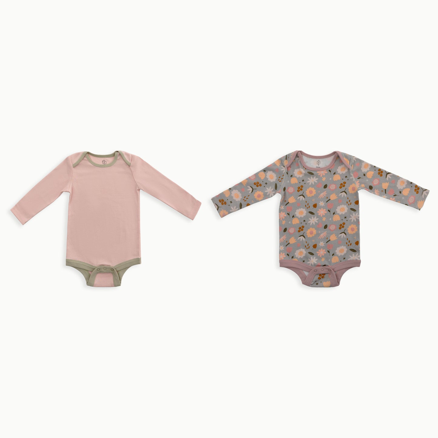 Baby Long Sleeve Bodysuit, 2-Pack | Flowers + Solid Pink