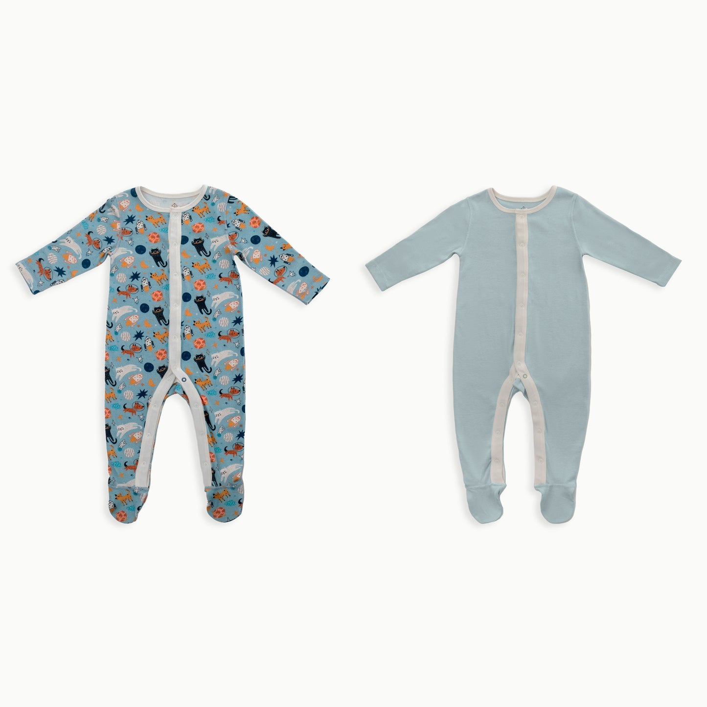 Baby Sleeper, 2-Pack | Space Cats + Solid Blue
