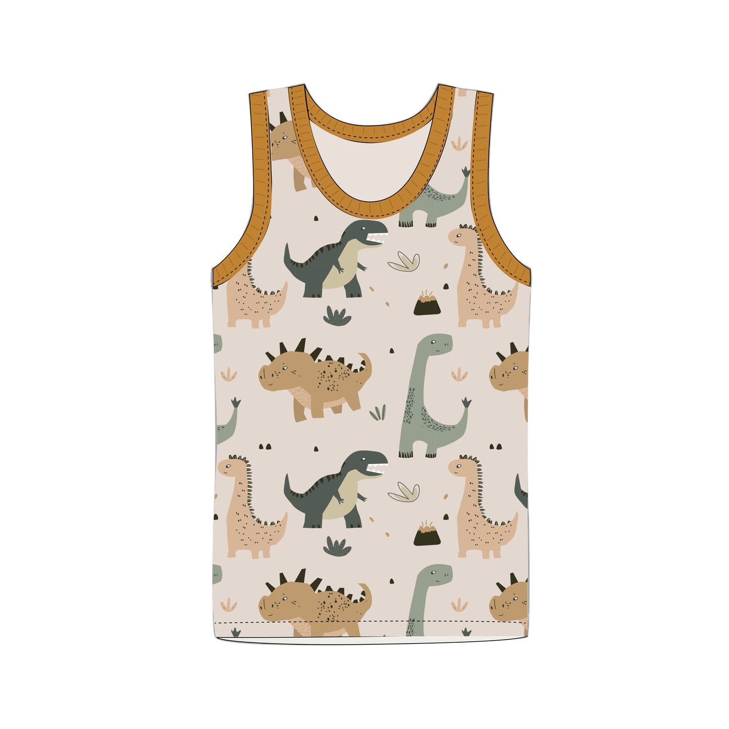 Boys' Tank, 2-Pack | Dinosaur + Solid Green