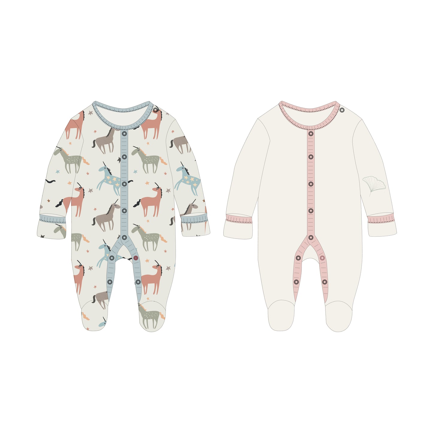 Baby Girls' Sleeper, 2-Pack | Unicorn + Solid Cream