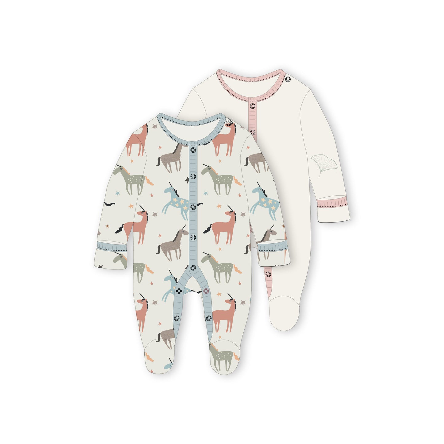Baby Girls' Sleeper, 2-Pack | Unicorn + Solid Cream