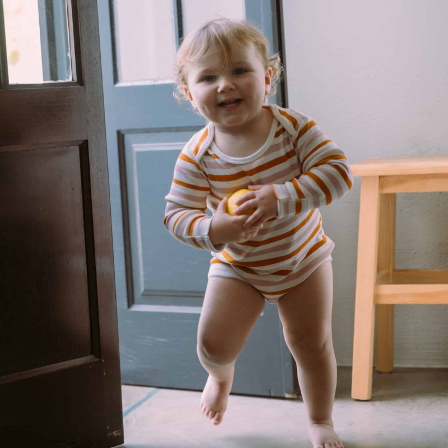Organic Cotton Baby Long Sleeve Bodysuit, 2-Pack | Rainbows + Striped