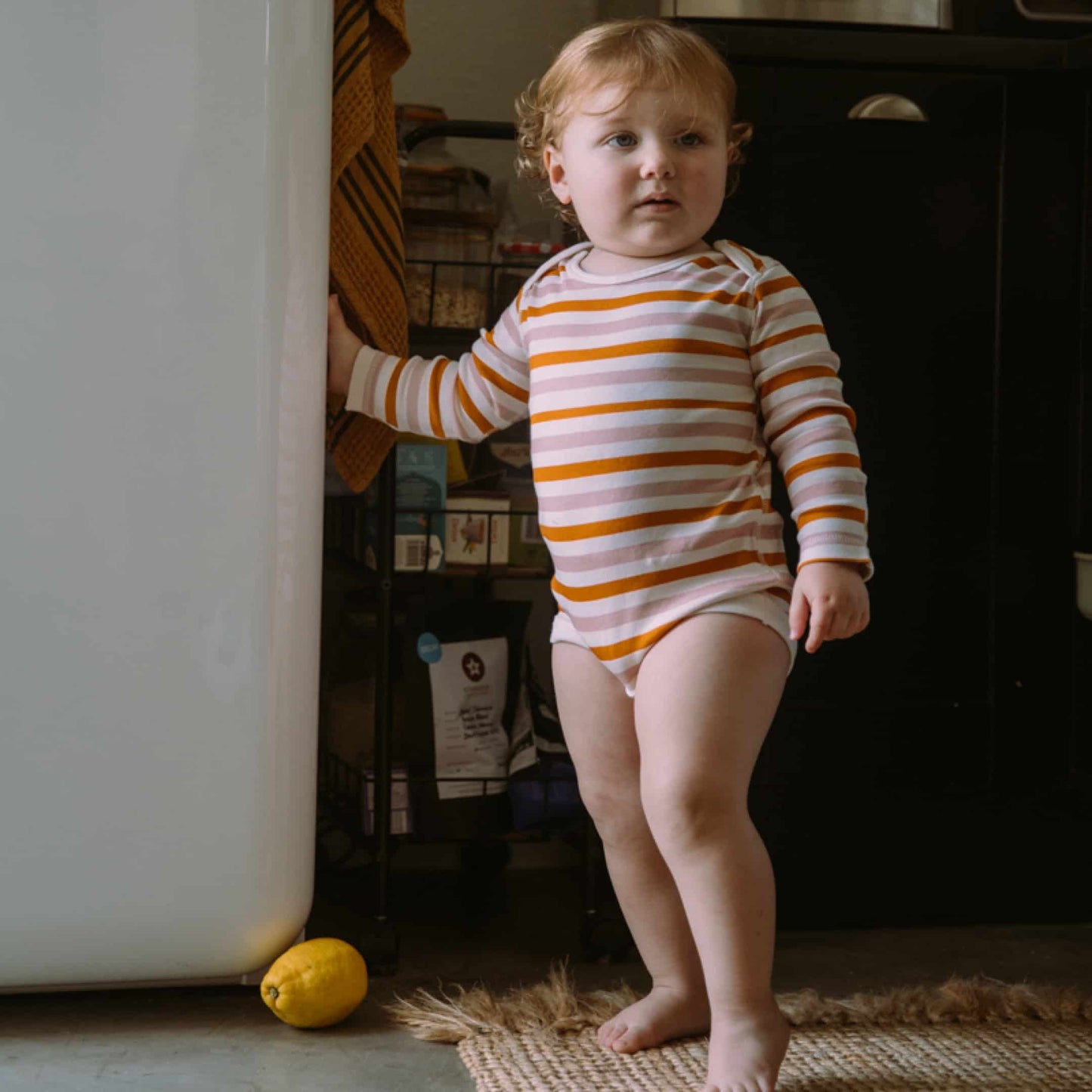 Organic Cotton Baby Long Sleeve Bodysuit, 2-Pack | Rainbows + Striped