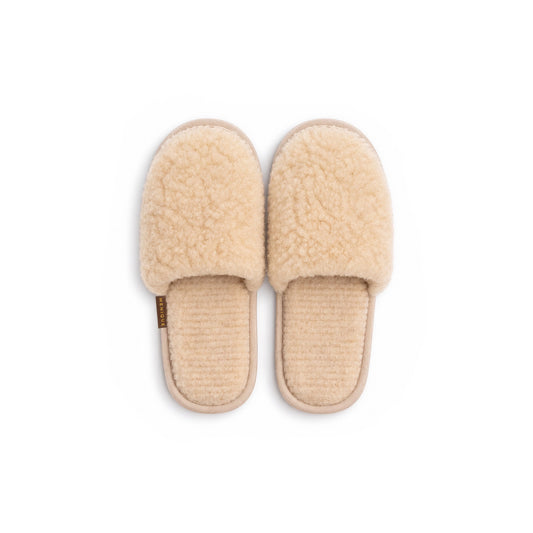 Ladies Slippers: 100% Natural Wool (Cream)