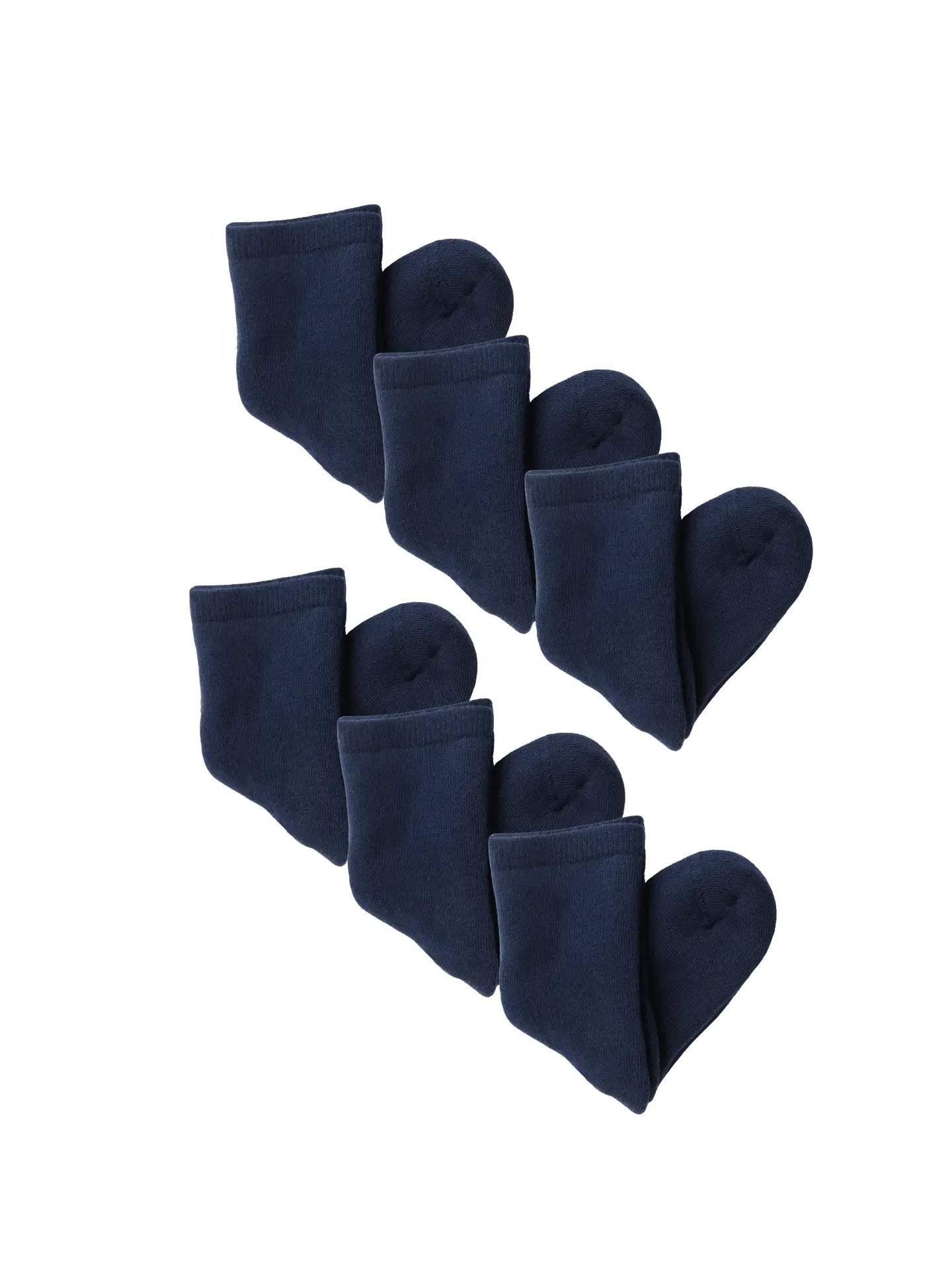 PREORDER: Leela Cotton 98% Organic Cotton Kids Crew Socks, 6-Pack | Solid Navy