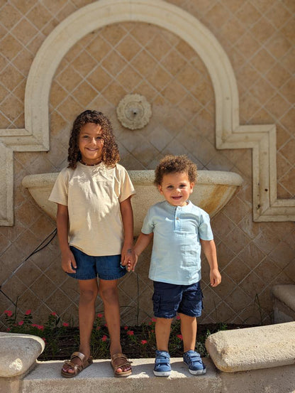 Organic Cotton Oak Henley in Sleepy Blue