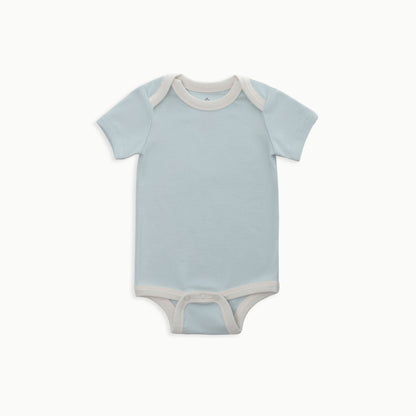 Organic Cotton Baby Short Sleeve Bodysuit, 2-Pack | Space Cats + Solid Blue
