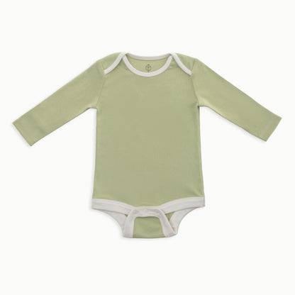 Organic Cotton Baby Long Sleeve Bodysuit, 2-Pack | Dinosaur + Solid Green
