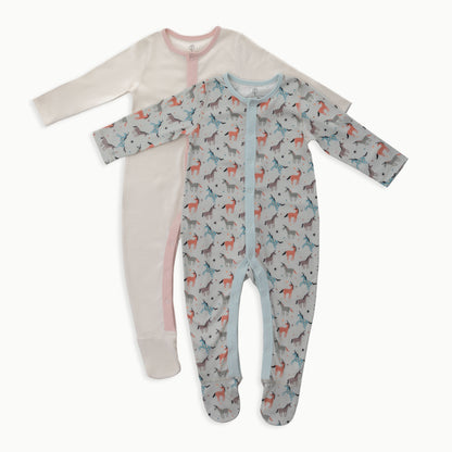 Organic Cotton Baby Sleeper, 2-Pack | Unicorn + Solid Cream