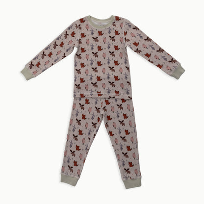 Organic Cotton Long-Sleeve Pajama Bundle | Woodland + Solid Green