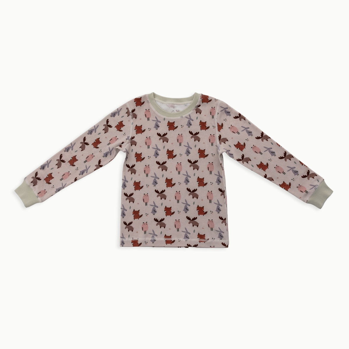 Organic Cotton Long-Sleeve Pajama Bundle | Woodland + Solid Green