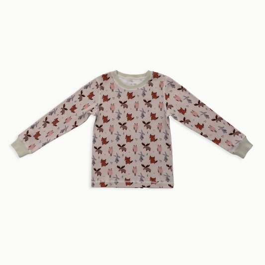 Organic Cotton Long-Sleeve Pajama Bundle | Woodland + Solid Green