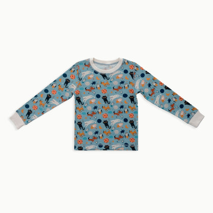 Organic Cotton Long-Sleeve Pajamas | Space Cats