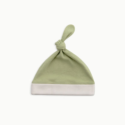 Organic Cotton Baby Knotted Hat | Striped + Solid Green
