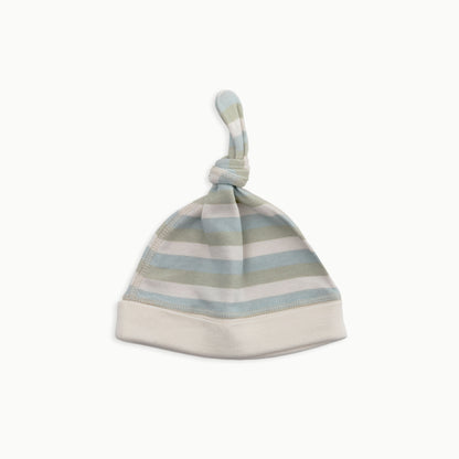 Organic Cotton Baby Knotted Hat | Striped + Solid Green