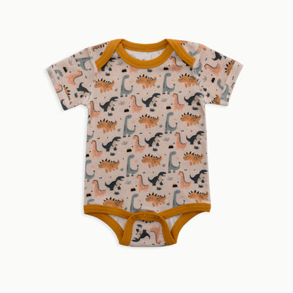 Baby Short Sleeve Bodysuit, 2-Pack | Dinosaur + Solid Green