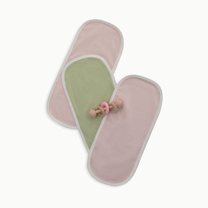 Organic Cotton Baby Burp Cloths, 3-Pack | Pink + Solid Green