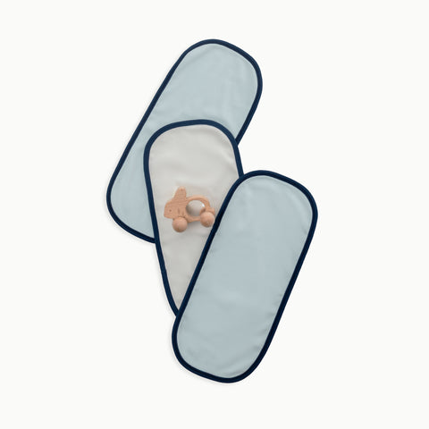 Organic Cotton Baby Burp Cloths, 3-Pack | Blue + Cream