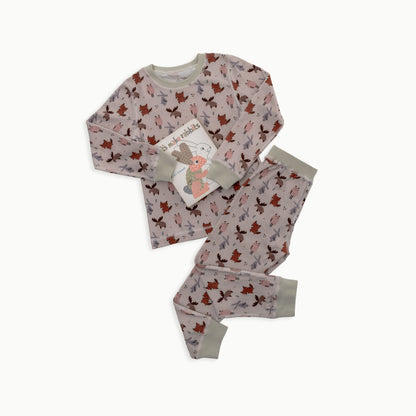 Organic Cotton Long-Sleeve Pajama Bundle | Woodland + Solid Green