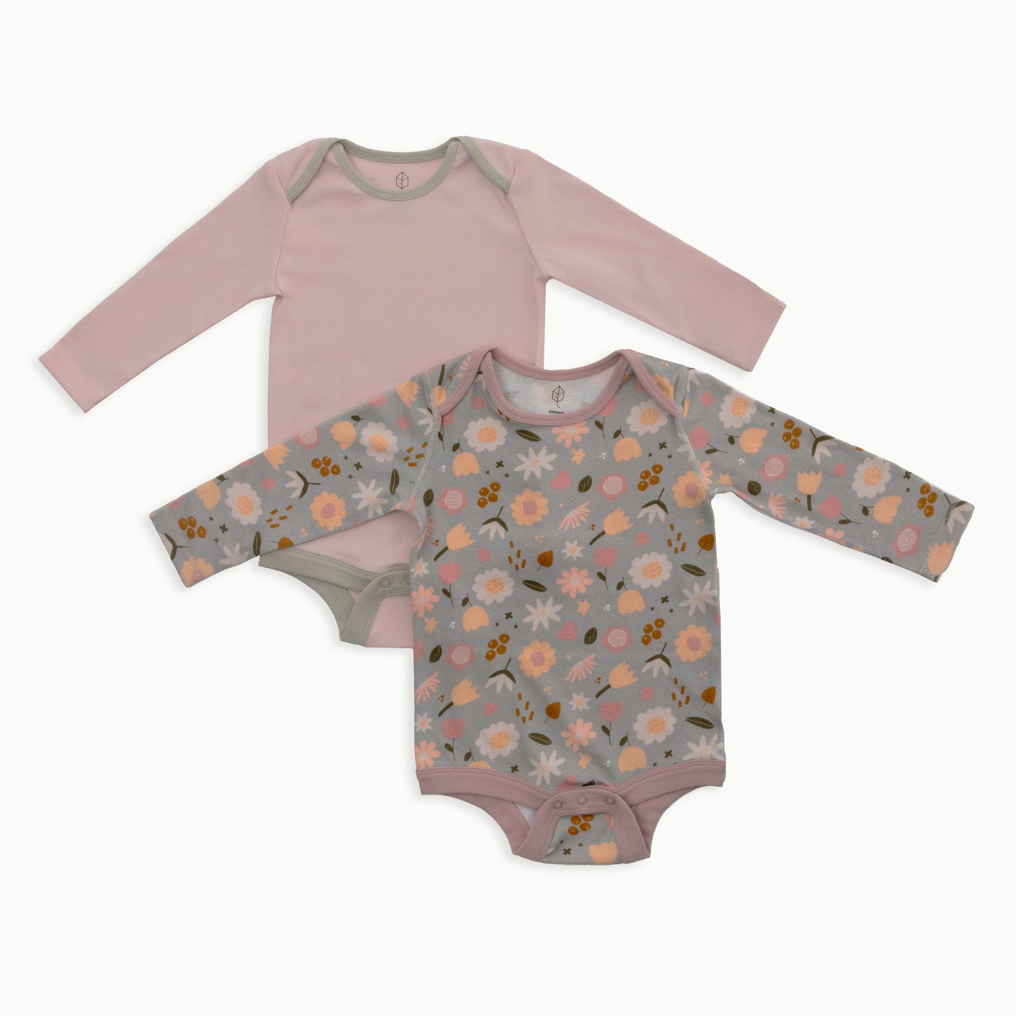Baby Long Sleeve Bodysuit, 2-Pack | Flowers + Solid Pink