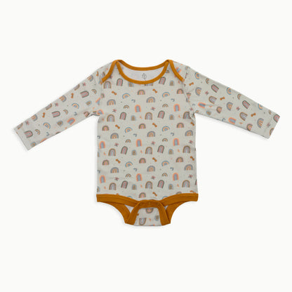 Organic Cotton Baby Long Sleeve Bodysuit, 2-Pack | Rainbows + Striped