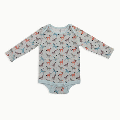 Organic Cotton Baby Long Sleeve Bodysuit, 2-Pack | Unicorns + Solid Cream