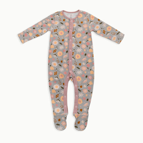 Organic Cotton Baby Sleeper, 2-Pack | Flowers + Solid Pink