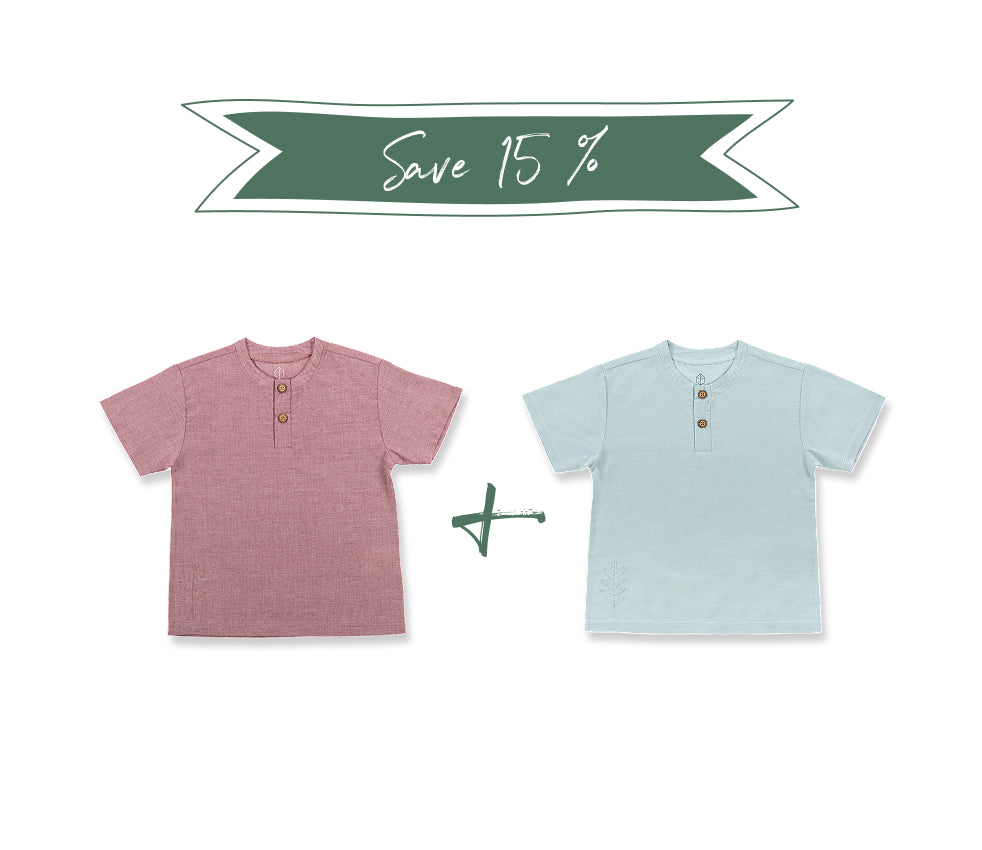 Organic Cotton Henley Tee Bundle (2 Tees)