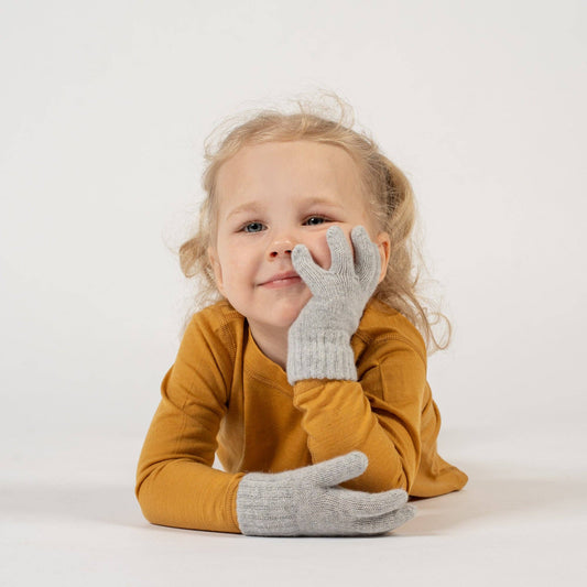 Menique Kids' Knit Gloves Cashmere Blend: Dark Gray