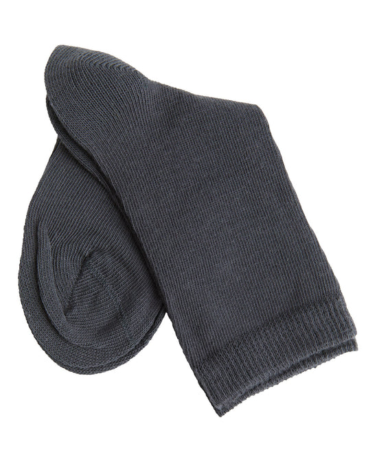 Leela Cotton 98% Organic Cotton Kids Crew Socks, 6-Pack | Solid Dark Grey