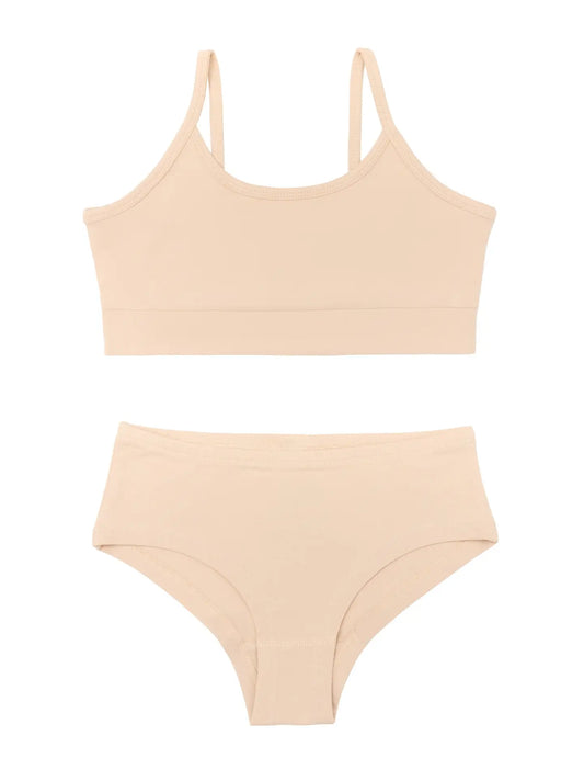 Leela Girls’ Bralette & Hipster Set – Beige