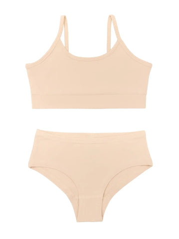 Leela Girls’ Bralette & Hipster Set – Beige