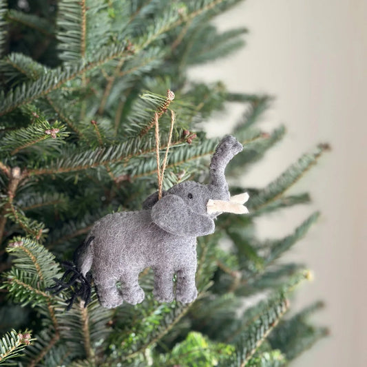 Wool Felt Tree Ornament - Safari Set of 5